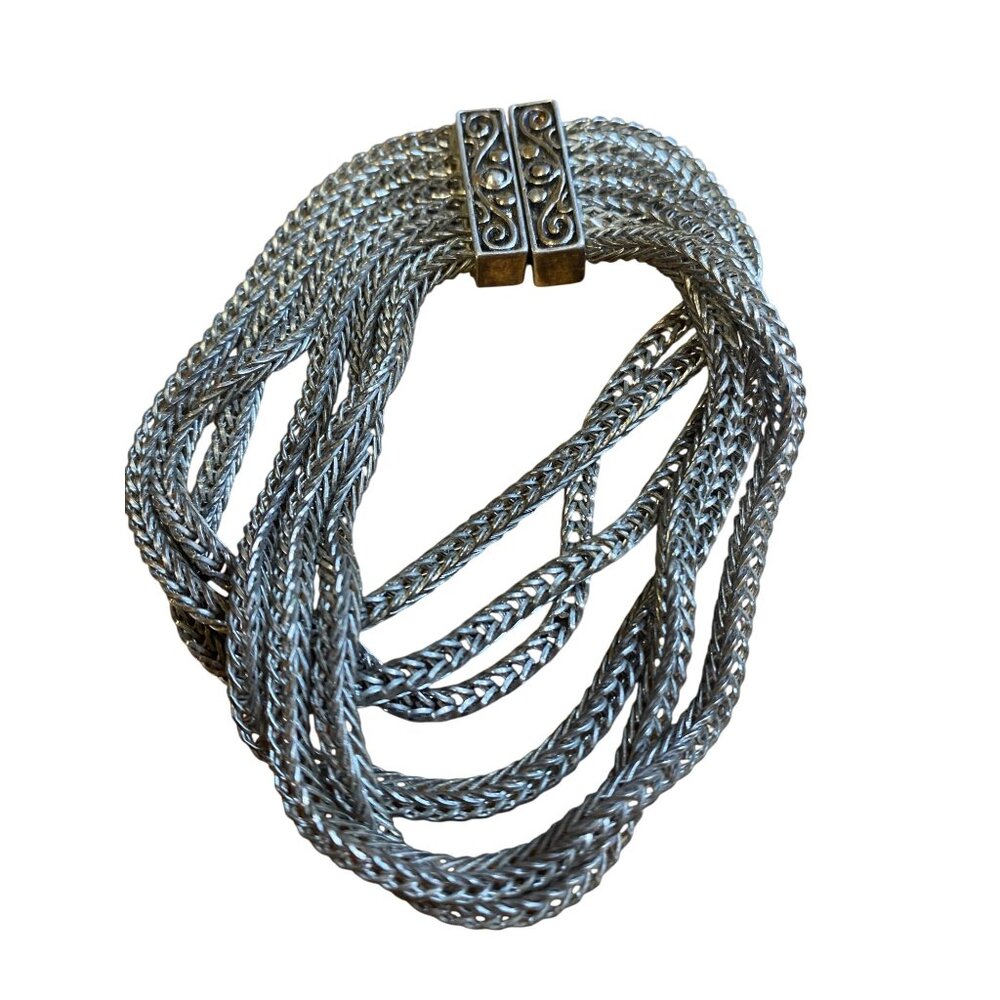 Multi-Strand Silvertone Beaded Toggle Bracelet By Chicos